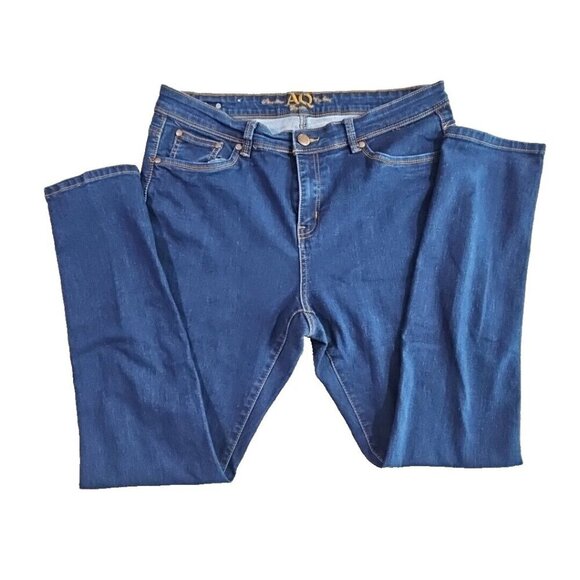 American Quality Denim Jeans Women's 16 Tall (W36xL30) Dark Wash Stretch Tapered - Picture 2 of 16
